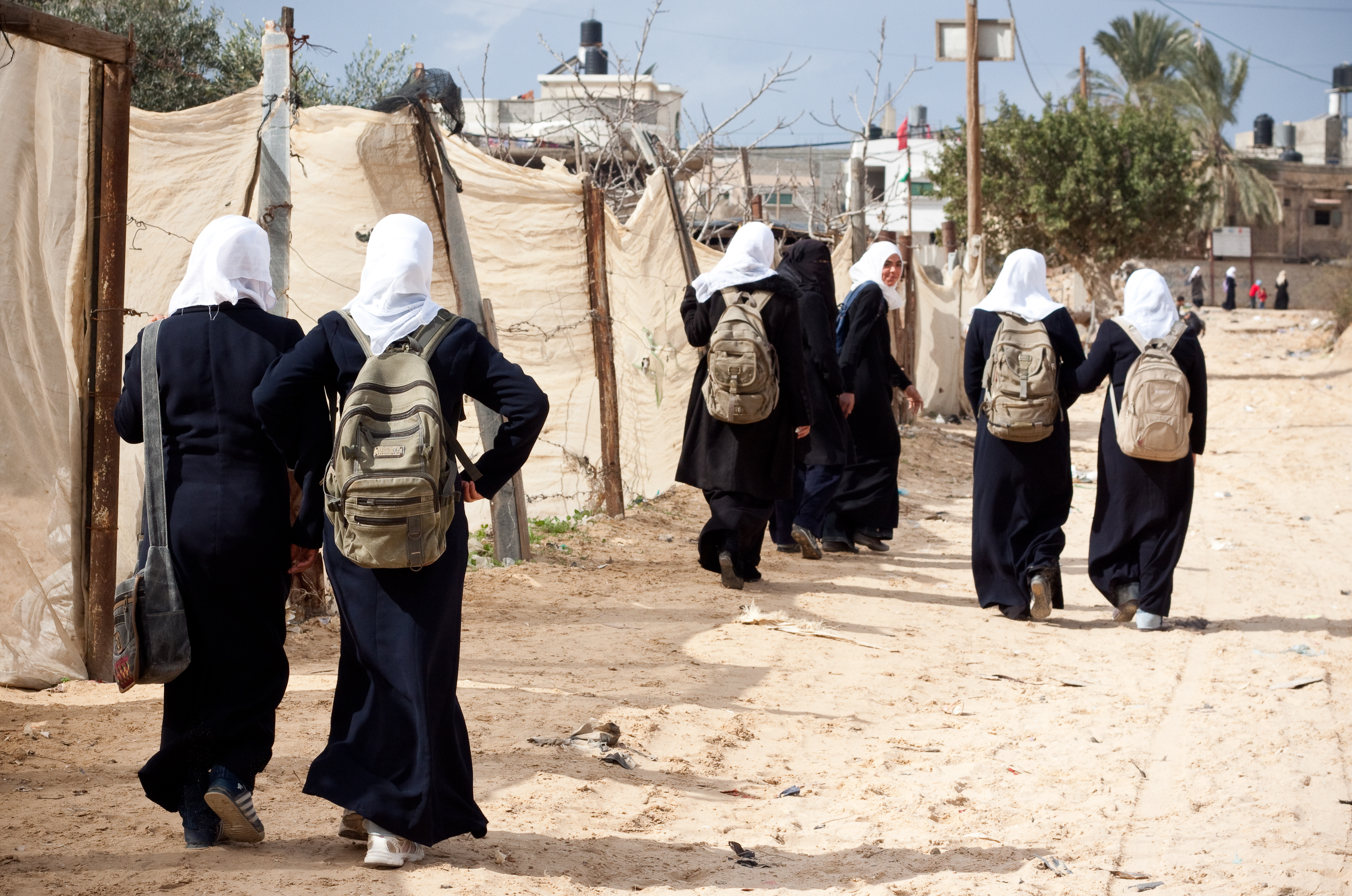 Girls walking to school