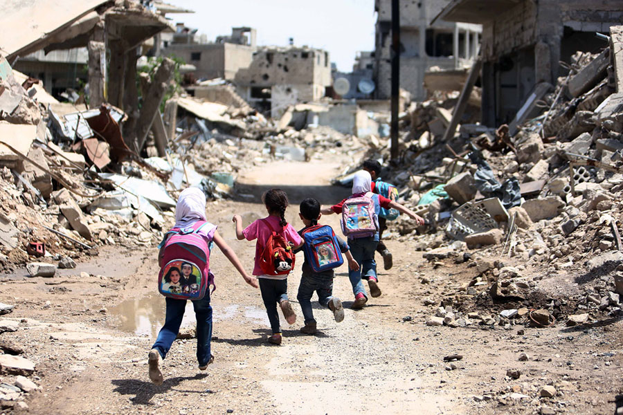 Children in war zone